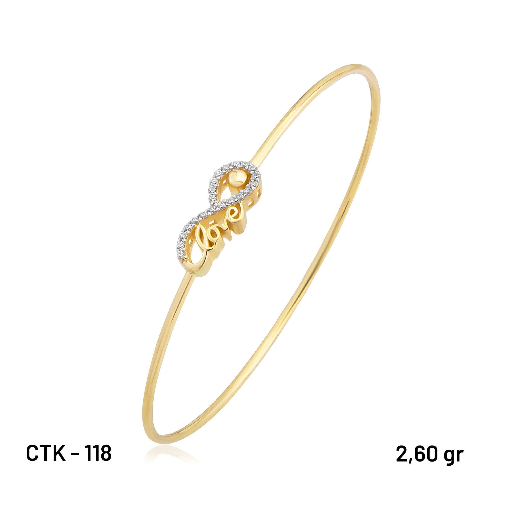 ÇTK-118 14 AYAR LOVE HAFİF ALTIN KELEPÇE