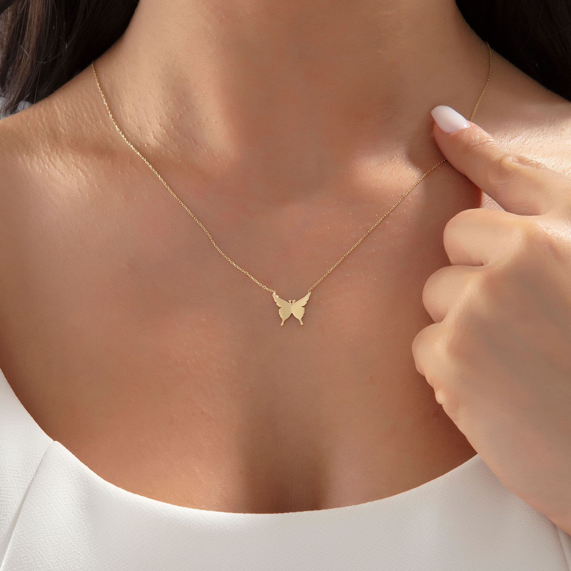 TK-104  14 AYAR BUTTERFLY HAFİF ALTIN KOLYE